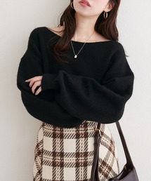 【WEB限定】ウール混ボートネックニットプルオーバー