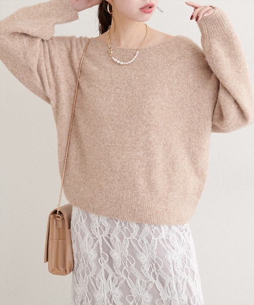 natural couture（ナチュラルクチュール）の「【WEB限定】ウール混ボートネックニットプルオーバー（ニット/セーター・レディース・グリーン系その他/オフホワイト/ブラック/ピンク系その他/モカ・FREE）」の4枚目の写真