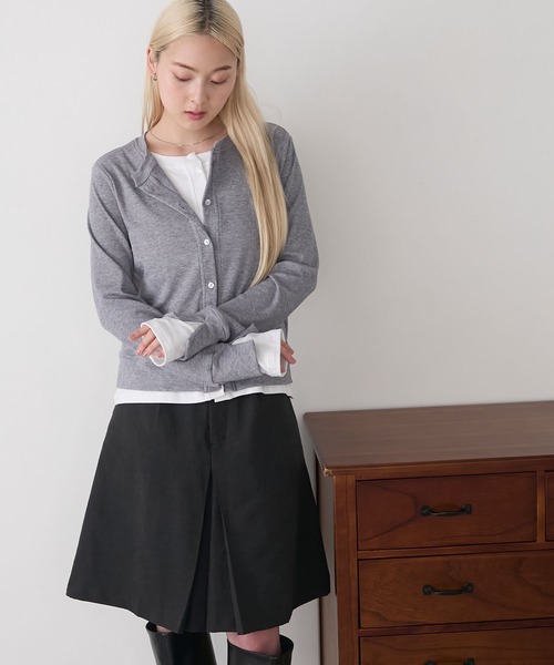 forksy.（フォルクシー）の「【forksy.】レイヤードラメリブカーディガン（カーディガン/ボレロ・レディース・グレー系/ブラック系/アイボリー系/ブラウン系・FREE）」の3枚目の写真