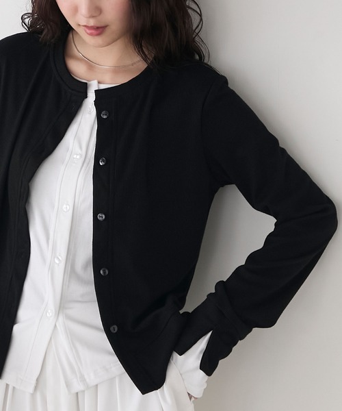 forksy.】レイヤードラメリブカーディガン forksy.│MONO-MART