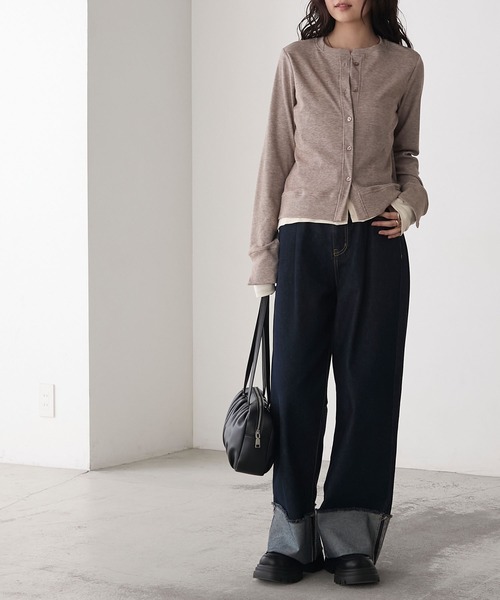 forksy.】レイヤードラメリブカーディガン forksy.│MONO-MART