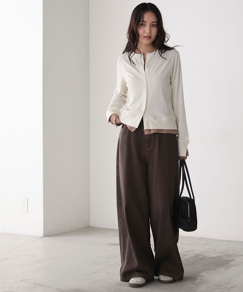 forksy.】レイヤードラメリブカーディガン forksy.│MONO-MART