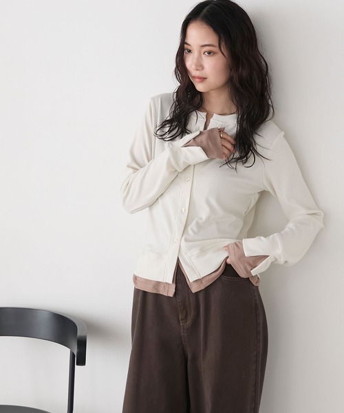 forksy.（フォルクシー）の「【forksy.】レイヤードラメリブカーディガン（カーディガン/ボレロ・レディース・グレー系/ブラック系/アイボリー系/ブラウン系・FREE）」の5枚目の写真