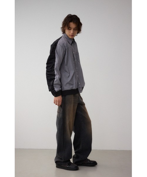 AZUL by moussy（アズールバイマウジー）の「AZUL DENIM ヴィンテージワイドペインター（デニムパンツ・メンズ・ブラック・LARGE/MEDIUM/SMALL）」の4枚目の写真