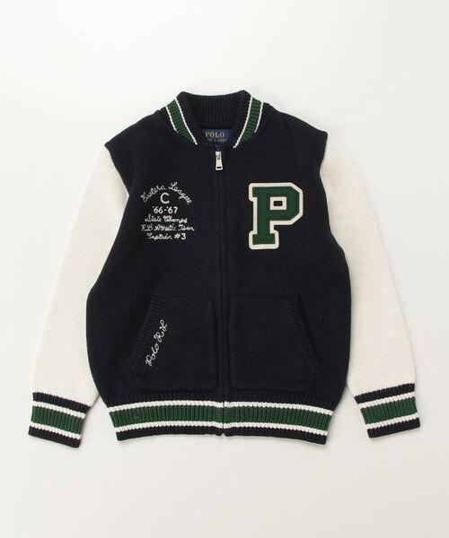 レターマン コットン フルジップ セーター（スタジャン）｜POLO RALPH