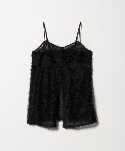 green label relaxing（グリーンレーベルリラクシング）の「シアー フェザー キャミソール（キャミソール・レディース・ブラック/オフホワイト・FREE）」の5枚目の写真