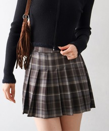 チェックプリーツミニスカート
