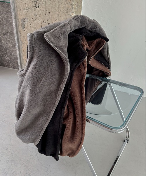 feepur（フェピュール）の「ダブルジップボアベスト（その他アウター・レディース・グレー/ブラウン/ブラック・MEDIUM）」の8枚目の写真