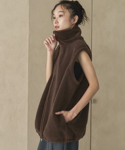 feepur（フェピュール）の「ダブルジップボアベスト（その他アウター・レディース・グレー/ブラウン/ブラック・MEDIUM）」の4枚目の写真