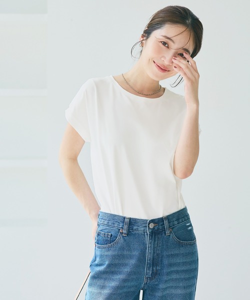 coca（coca）（コカ）の「リサイクルポリエステルフレンチスリーブTシャツ（Tシャツ/カットソー・レディース・ホワイト/ブラック・M/L/XL/S）」の5枚目の写真