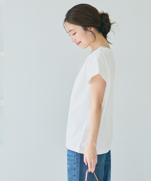 coca（coca）（コカ）の「リサイクルポリエステルフレンチスリーブTシャツ（Tシャツ/カットソー・レディース・ホワイト/ブラック・M/L/XL/S）」の8枚目の写真