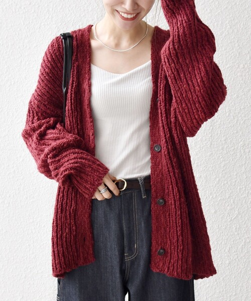 【ボルドー2】Vネックニットカーディガン z-B0254ZKD336_011005-2.jpg?