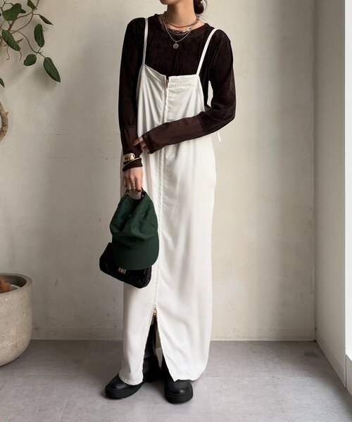 DouDou（ドゥドゥ）の「【新色追加】チュールフロッキーシアー切替TEE（Tシャツ/カットソー・レディース・ブラック/オフホワイト/グレー/ブラウン・FREE）」の8枚目の写真