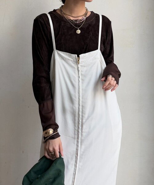 DouDou（ドゥドゥ）の「【新色追加】チュールフロッキーシアー切替TEE（Tシャツ/カットソー・レディース・ブラック/オフホワイト/グレー/ブラウン・FREE）」の12枚目の写真