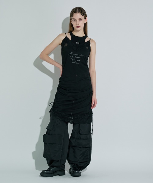 ANNA SUI NYC（アナ スイ エヌ ワイ シー）の「サイドリボンシアーキャミ（ワンピース・レディース・サックスブルー/ブラック/キャメル・FREE）」の5枚目の写真