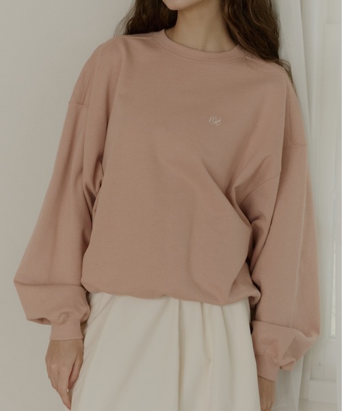 OLUN(オルン)の「"OLUN" Logo sweat / "OLUN" ロゴ刺繍スウェット(スウェット・レディース・ベージュ/ピンク/グレー/アイボリー/ネイビー・MEDIUM/SMALL)」の5枚目の写真