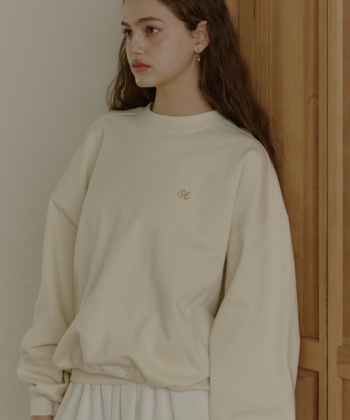 OLUN(オルン)の「"OLUN" Logo sweat / "OLUN" ロゴ刺繍スウェット(スウェット・レディース・ベージュ/ピンク/グレー/アイボリー/ネイビー・MEDIUM/SMALL)」の9枚目の写真