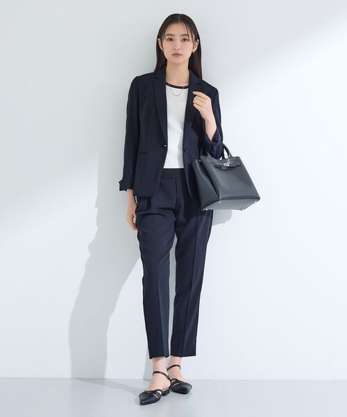 INDIVI ストレッチテーラードジャケット　テーパードパンツ　スーツセット セール】【洗える／UVケア】ストレッチテーラードジャケット