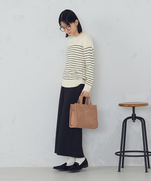 COMME CA ISM(コムサイズム)の「【ウォッシャブル】ベーシック ボーダー袖ボタンニット(ニット/セーター・レディース・ブラック/ホワイト・LARGE/MEDIUM)」の5枚目の写真