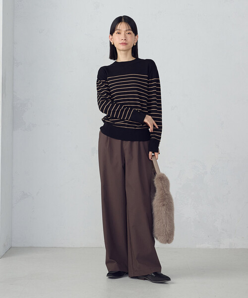 COMME CA ISM(コムサイズム)の「【ウォッシャブル】ベーシック ボーダー袖ボタンニット(ニット/セーター・レディース・ブラック/ホワイト・LARGE/MEDIUM)」の8枚目の写真