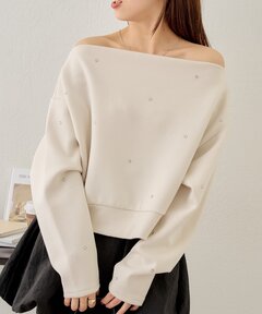 WEB限定で再販決定！】スパンコールオフショルスウェット（Tシャツ