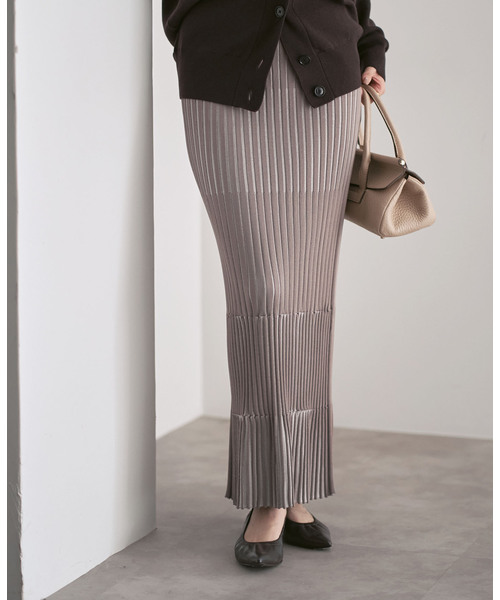 セール】《追加》【洗える】ランダムバイカラーリブニットスカート