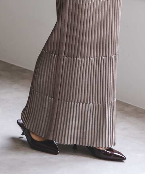 追加》【洗える】ランダムバイカラーリブニットスカート（スカート