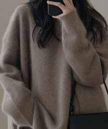 モヘアタッチラウンドカットニット