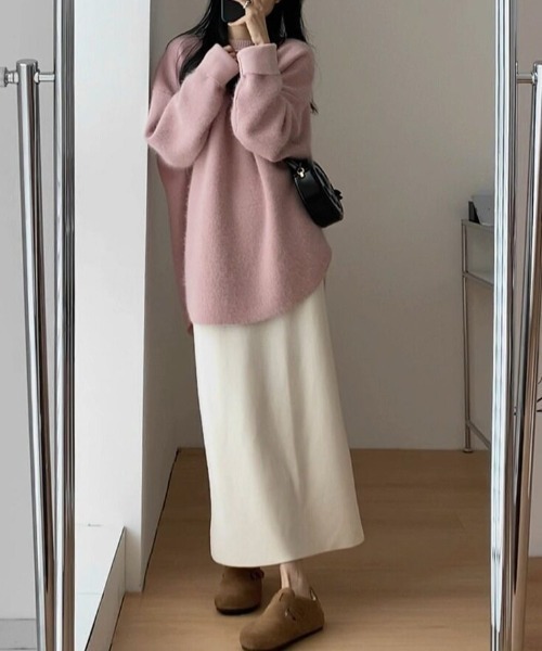 cammie(キャミー)の「モヘアタッチラウンドカットニット(ニット/セーター・レディース・モカ/ホワイト/ピンク/ブラック/レッド・F)」の21枚目の写真