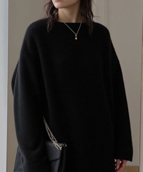 cammie(キャミー)の「モヘアタッチラウンドカットニット(ニット/セーター・レディース・モカ/ホワイト/ピンク/ブラック/レッド・F)」の11枚目の写真