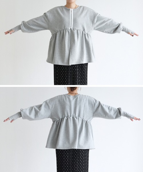 reca（レカ）の「2WAYホック開きペプラムカーデ（カーディガン/ボレロ・レディース・トップグレー/ブラック/キナリ・FREE）」の21枚目の写真