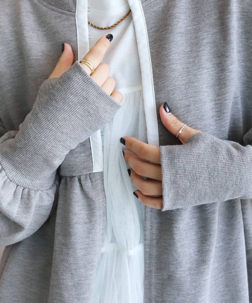 reca（レカ）の「2WAYホック開きペプラムカーデ（カーディガン/ボレロ・レディース・トップグレー/ブラック/キナリ・FREE）」の13枚目の写真