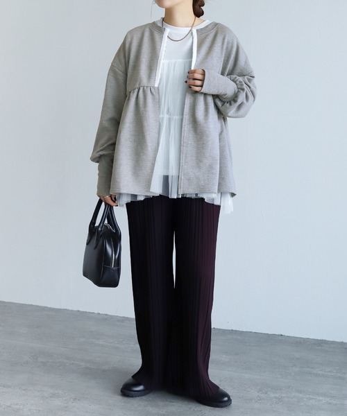 reca（レカ）の「2WAYホック開きペプラムカーデ（カーディガン/ボレロ・レディース・トップグレー/ブラック/キナリ・FREE）」の14枚目の写真