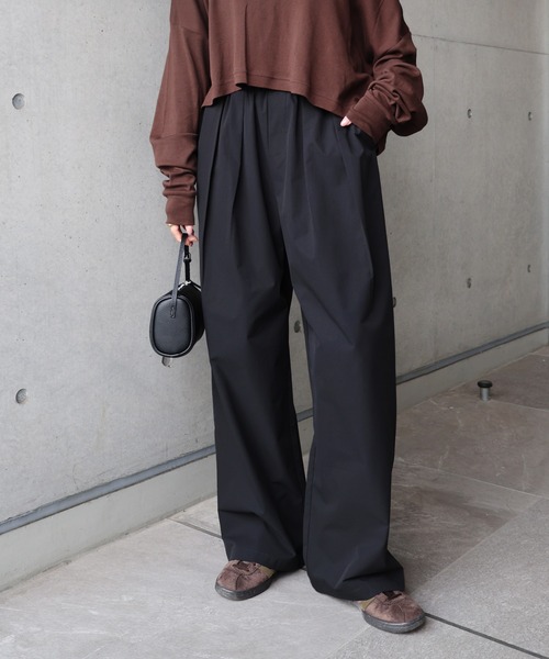 MACHATT タックワイドパンツ ネイビー オンライン