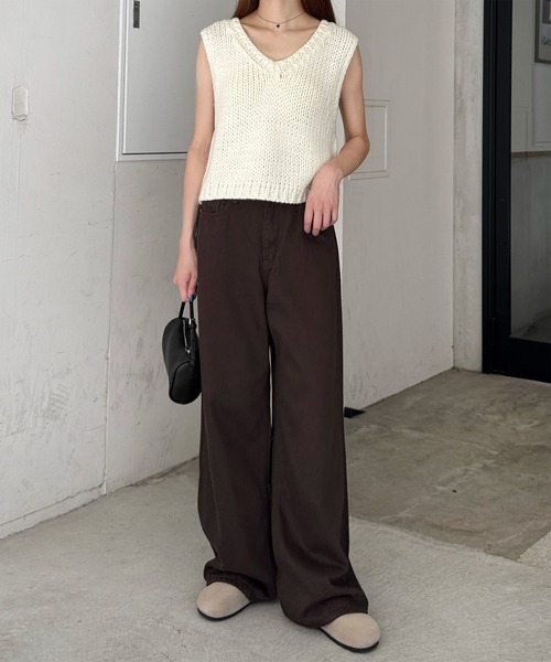 LE MORE（リモア）の「ロービングニットベスト（ベスト・レディース・アイボリー/チャコール/ブラック・FREE）」の20枚目の写真