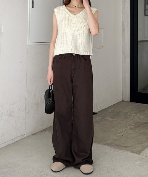 LE MORE（リモア）の「ロービングニットベスト（ベスト・レディース・アイボリー/チャコール/ブラック・FREE）」の17枚目の写真