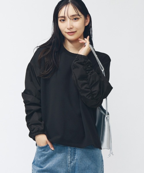 NEW BALANCE(ニューバランス)の「【別注】ニューバランス New Balance THE CITY シャイニーウーブンコンビプルオーバー 限定コラボ(Tシャツ/カットソー・レディース・グレー/ブラック系その他/ブラック・M/L/XL)」の10枚目の写真