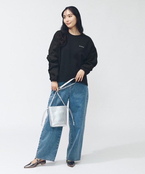 NEW BALANCE(ニューバランス)の「【別注】ニューバランス New Balance THE CITY シャイニーウーブンコンビプルオーバー 限定コラボ(Tシャツ/カットソー・レディース・グレー/ブラック系その他/ブラック・M/L/XL)」の15枚目の写真
