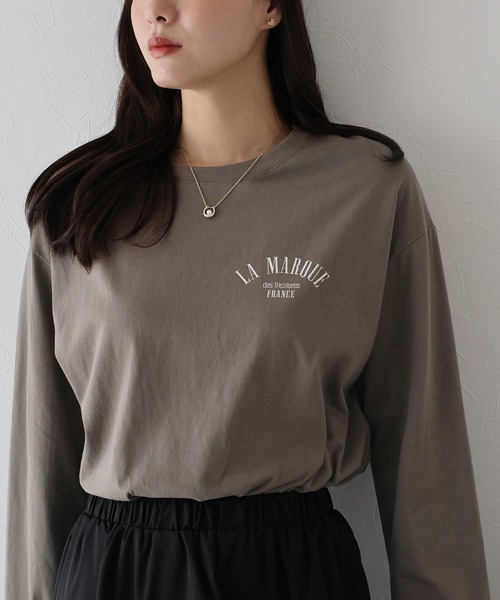 BLUEEAST(ブルーイースト)の「ワンポイントロゴTシャツ(Tシャツ/カットソー・レディース・グレー/アイボリー/ブラウン・MEDIUM)」の3枚目の写真