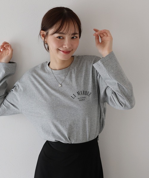 BLUEEAST(ブルーイースト)の「ワンポイントロゴTシャツ(Tシャツ/カットソー・レディース・グレー/アイボリー/ブラウン・MEDIUM)」の2枚目の写真