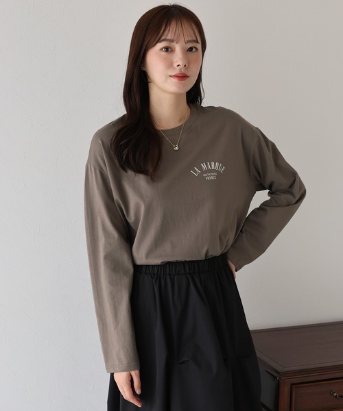 BLUEEAST(ブルーイースト)の「ワンポイントロゴTシャツ(Tシャツ/カットソー・レディース・グレー/アイボリー/ブラウン・MEDIUM)」の10枚目の写真