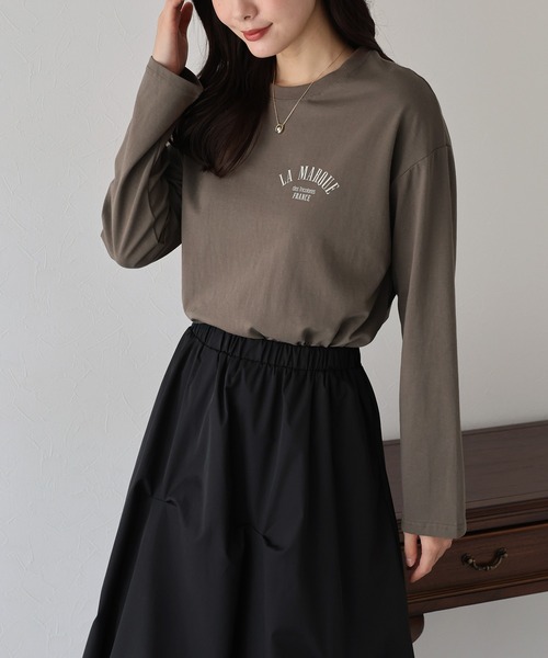 BLUEEAST(ブルーイースト)の「ワンポイントロゴTシャツ(Tシャツ/カットソー・レディース・グレー/アイボリー/ブラウン・MEDIUM)」の9枚目の写真