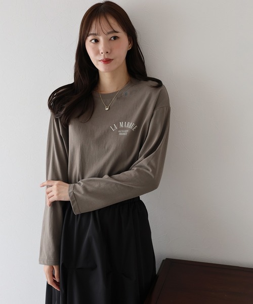 BLUEEAST(ブルーイースト)の「ワンポイントロゴTシャツ(Tシャツ/カットソー・レディース・グレー/アイボリー/ブラウン・MEDIUM)」の8枚目の写真