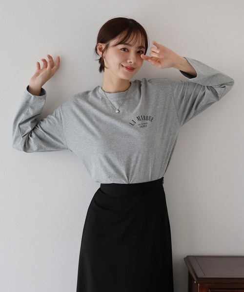 BLUEEAST(ブルーイースト)の「ワンポイントロゴTシャツ(Tシャツ/カットソー・レディース・グレー/アイボリー/ブラウン・MEDIUM)」の6枚目の写真