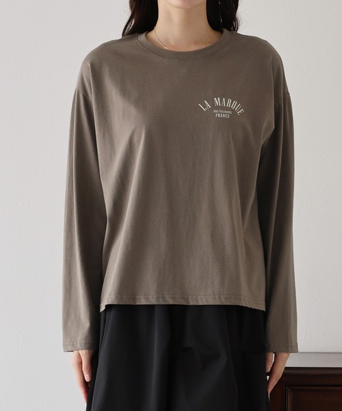 BLUEEAST(ブルーイースト)の「ワンポイントロゴTシャツ(Tシャツ/カットソー・レディース・グレー/アイボリー/ブラウン・MEDIUM)」の13枚目の写真