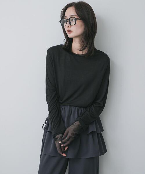 SENSE OF PLACE by URBAN RESEARCH（センスオブプレイスバイアーバンリサーチ）の「シアーレイヤードTシャツ（Tシャツ/カットソー・レディース・イエロー/アイボリー/ブラック・ONE）」の20枚目の写真
