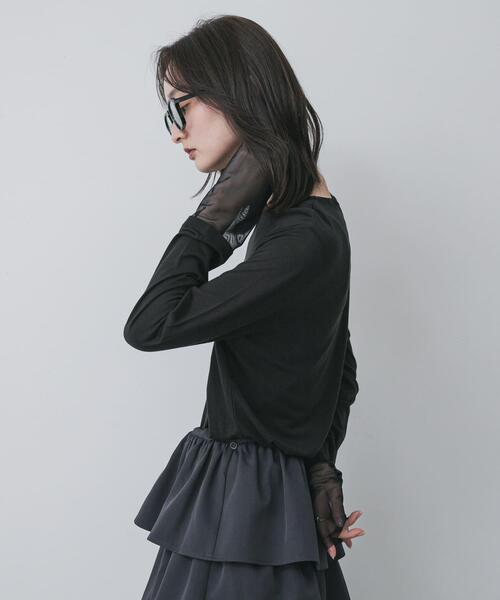 SENSE OF PLACE by URBAN RESEARCH（センスオブプレイスバイアーバンリサーチ）の「シアーレイヤードTシャツ（Tシャツ/カットソー・レディース・イエロー/アイボリー/ブラック・ONE）」の19枚目の写真