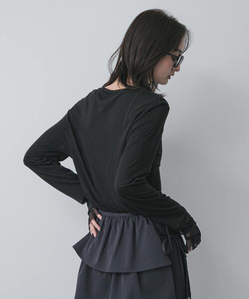 SENSE OF PLACE by URBAN RESEARCH（センスオブプレイスバイアーバンリサーチ）の「シアーレイヤードTシャツ（Tシャツ/カットソー・レディース・イエロー/アイボリー/ブラック・ONE）」の18枚目の写真