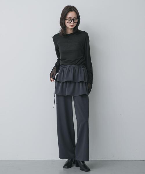 SENSE OF PLACE by URBAN RESEARCH（センスオブプレイスバイアーバンリサーチ）の「シアーレイヤードTシャツ（Tシャツ/カットソー・レディース・イエロー/アイボリー/ブラック・ONE）」の17枚目の写真
