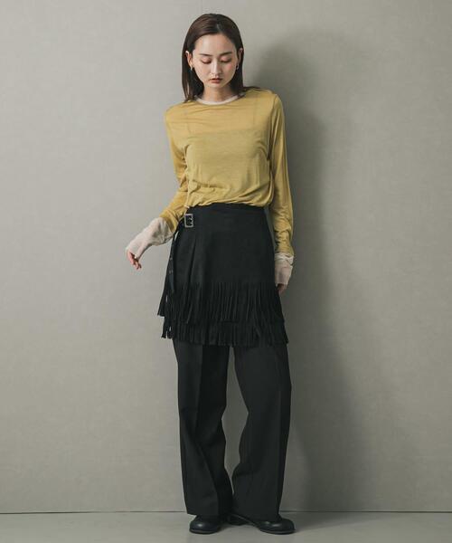 SENSE OF PLACE by URBAN RESEARCH（センスオブプレイスバイアーバンリサーチ）の「シアーレイヤードTシャツ（Tシャツ/カットソー・レディース・イエロー/アイボリー/ブラック・ONE）」の11枚目の写真